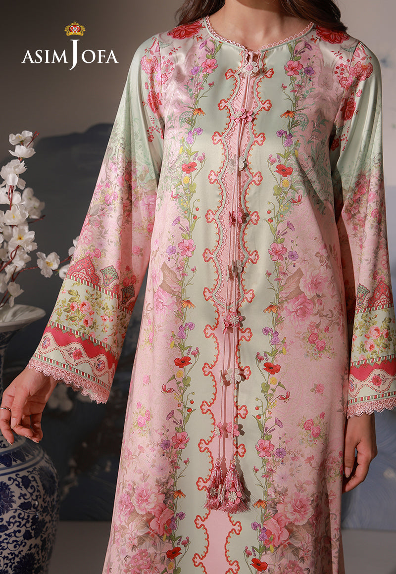 AJCS-10 Printed Charmeuse Silk Unstitched 3 Pcs