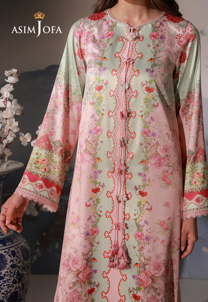 AJCS-10 Printed Charmeuse Silk Unstitched 3 Pcs
