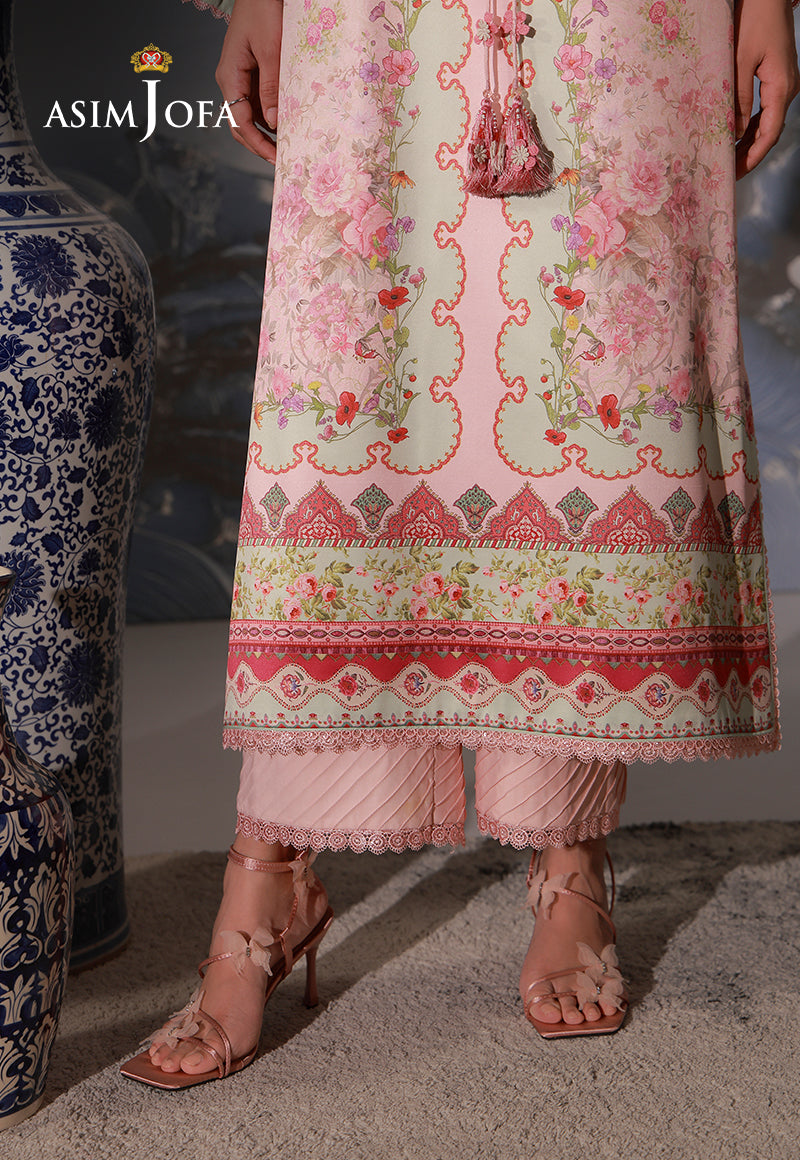 AJCS-10 Printed Charmeuse Silk Unstitched 3 Pcs