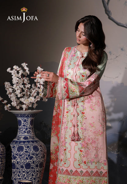 AJCS-10 Printed Charmeuse Silk Unstitched 3 Pcs