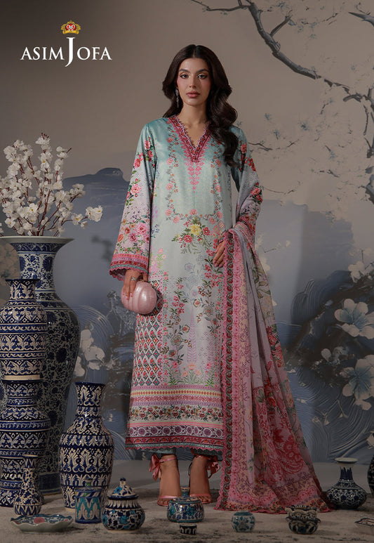 AJCS-05 Printed Charmeuse Silk Unstitched 3 Pcs