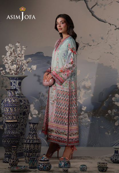 AJCS-05 Printed Charmeuse Silk Unstitched 3 Pcs