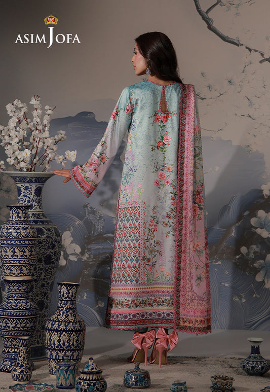 AJCS-05 Printed Charmeuse Silk Unstitched 3 Pcs