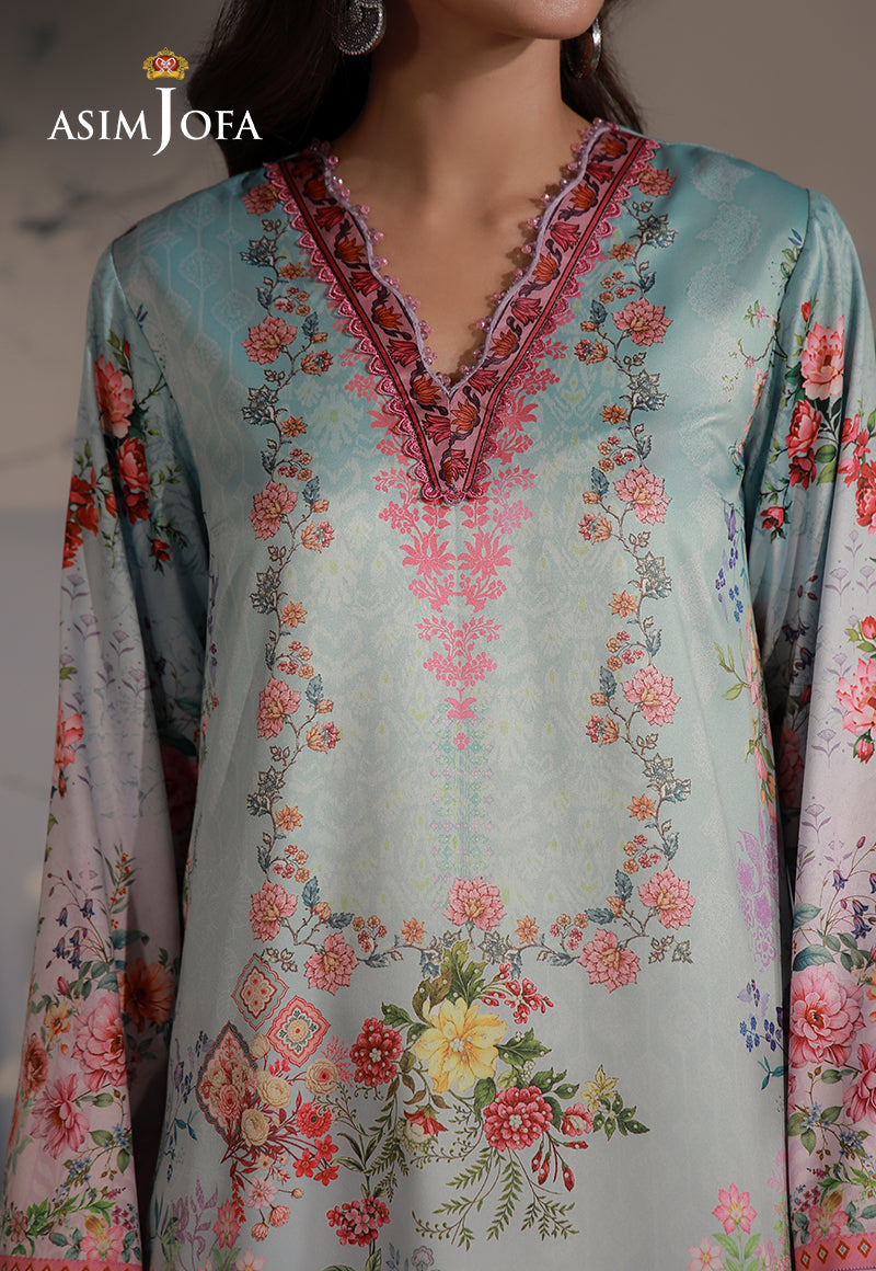 AJCS-05 Printed Charmeuse Silk Unstitched 3 Pcs