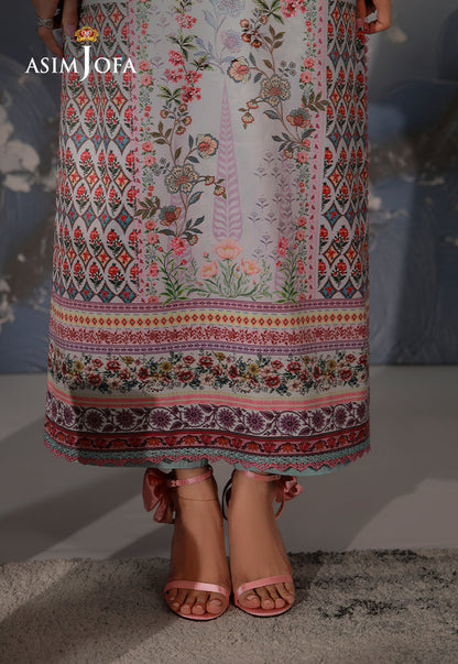 AJCS-05 Printed Charmeuse Silk Unstitched 3 Pcs