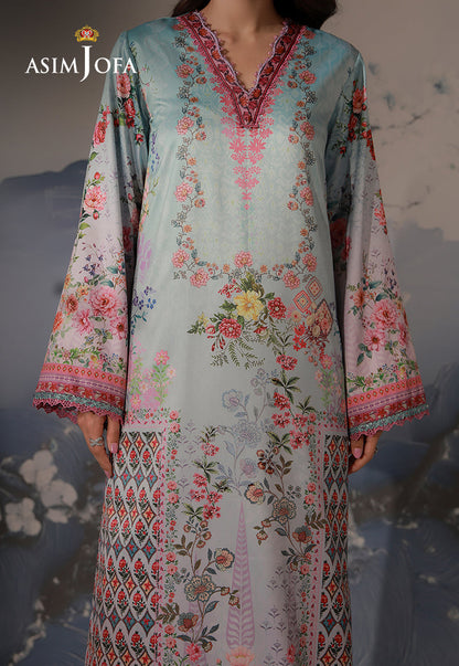 AJCS-05 Printed Charmeuse Silk Unstitched 3 Pcs