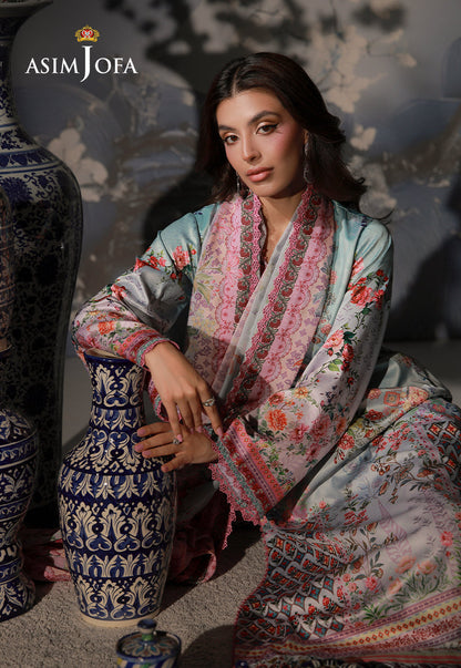 AJCS-05 Printed Charmeuse Silk Unstitched 3 Pcs