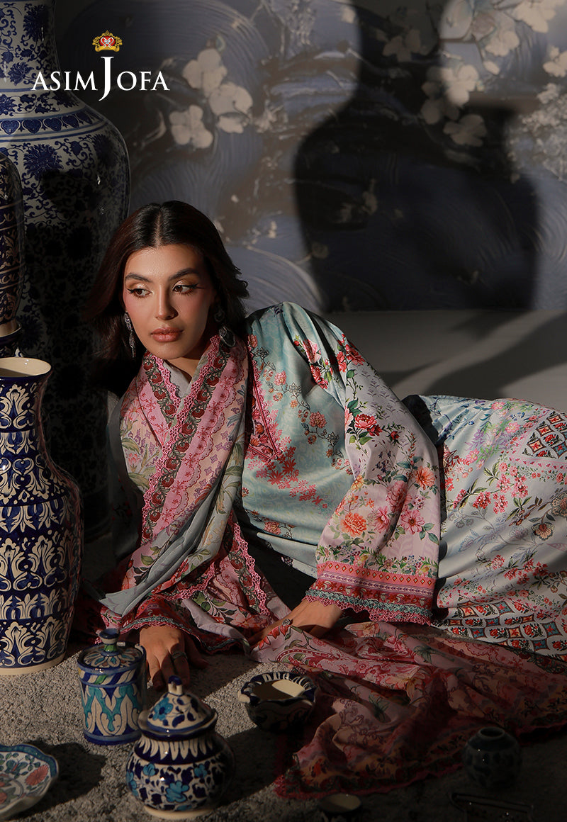 AJCS-05 Printed Charmeuse Silk Unstitched 3 Pcs