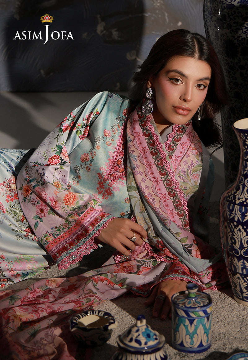 AJCS-05 Printed Charmeuse Silk Unstitched 3 Pcs