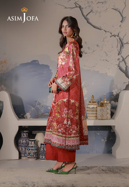 AJCS-03 Printed Charmeuse Silk Unstitched 3 Pcs