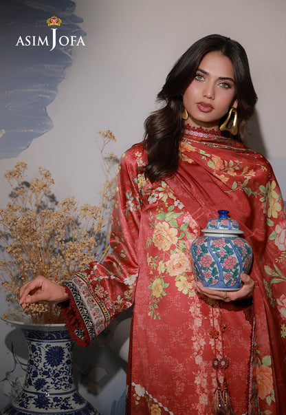 AJCS-03 Printed Charmeuse Silk Unstitched 3 Pcs