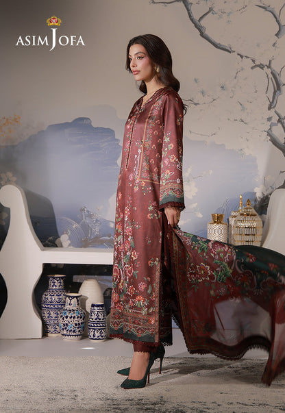 AJCS-02 Printed Charmeuse Silk Unstitched 3 Pcs