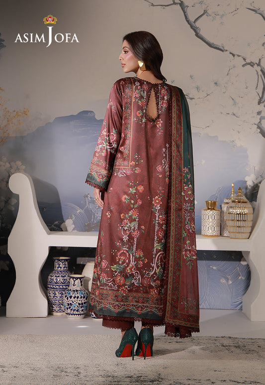 AJCS-02 Printed Charmeuse Silk Unstitched 3 Pcs