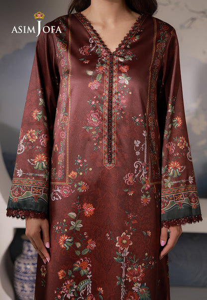 AJCS-02 Printed Charmeuse Silk Unstitched 3 Pcs