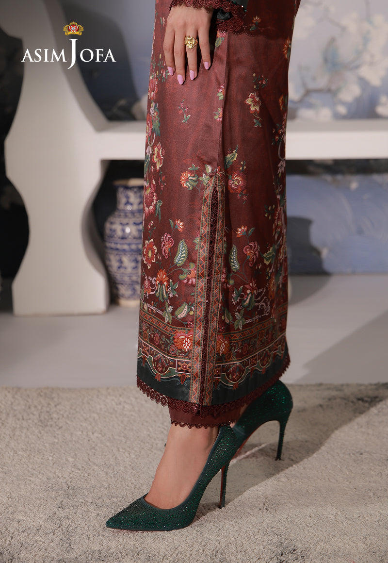 AJCS-02 Printed Charmeuse Silk Unstitched 3 Pcs