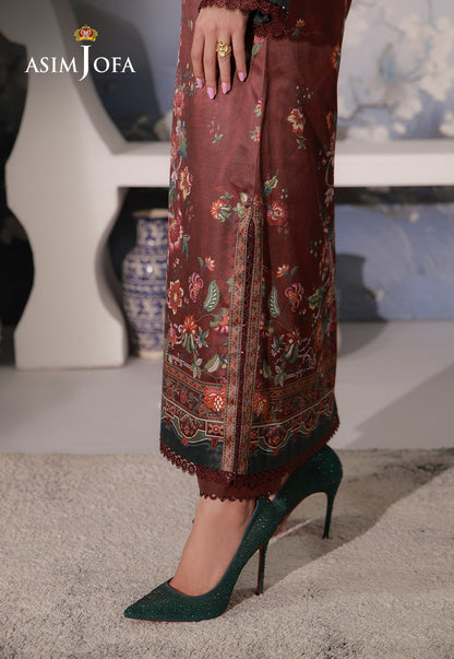 AJCS-02 Printed Charmeuse Silk Unstitched 3 Pcs