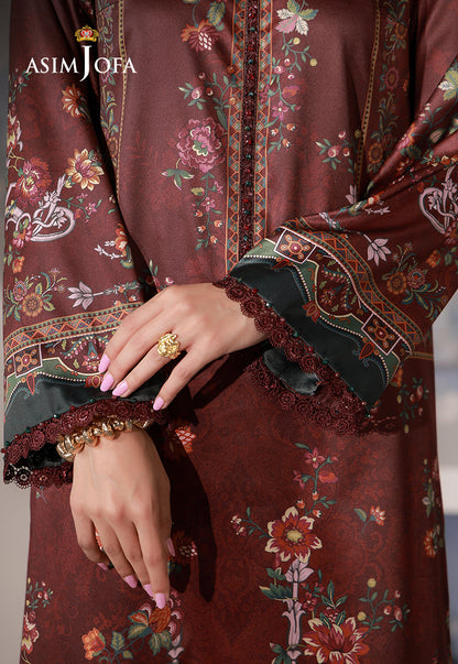 AJCS-02 Printed Charmeuse Silk Unstitched 3 Pcs