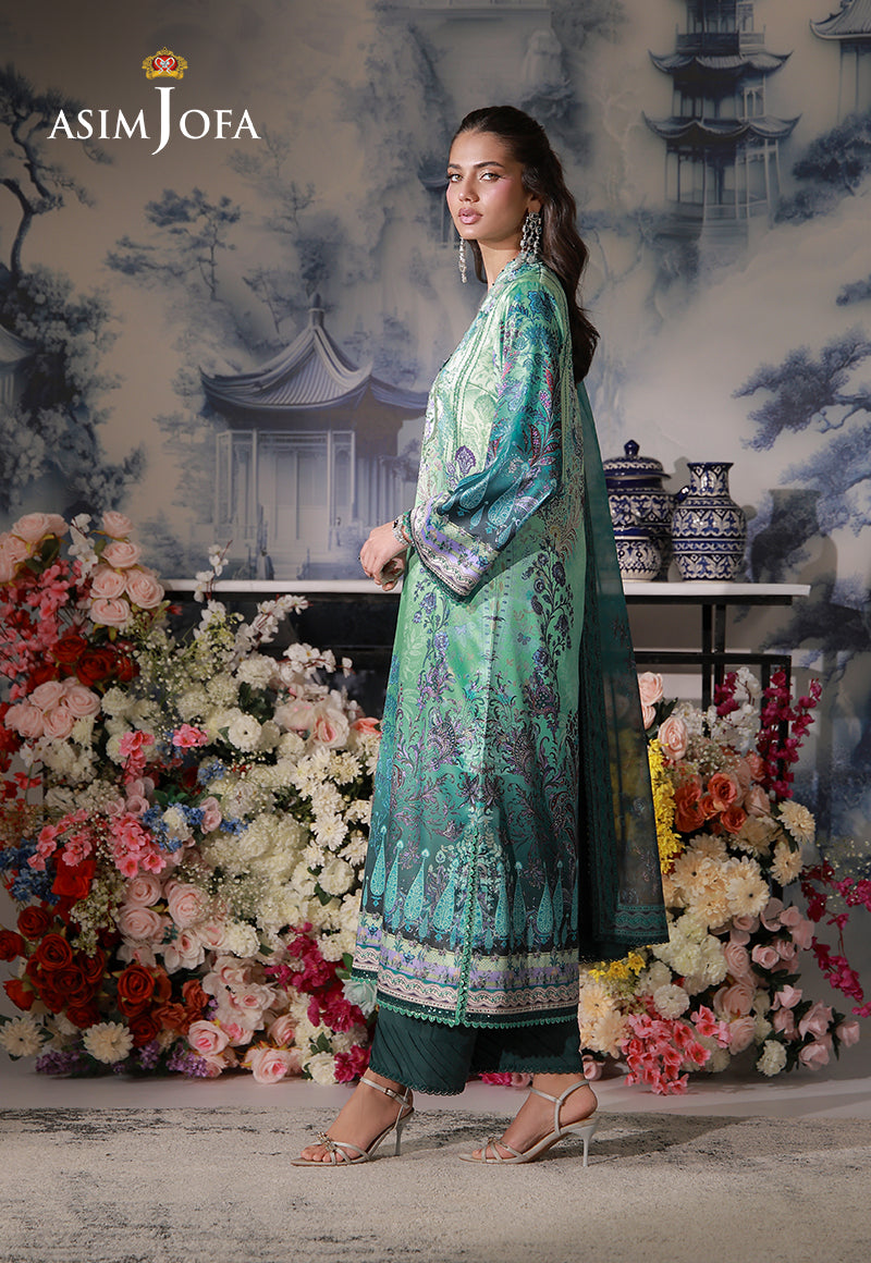 AJCS-06 Printed Charmeuse Silk Unstitched 3 Pcs