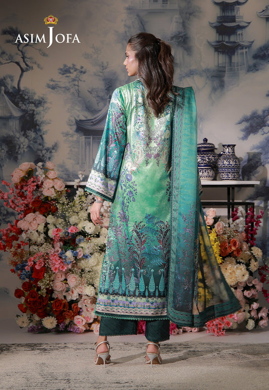 AJCS-06 Printed Charmeuse Silk Unstitched 3 Pcs