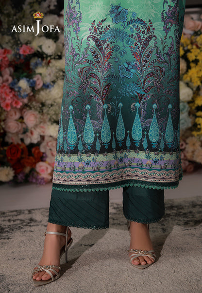 AJCS-06 Printed Charmeuse Silk Unstitched 3 Pcs