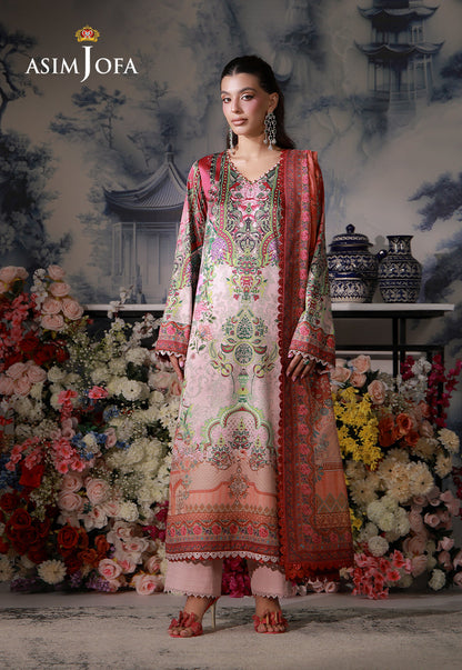 AJCS-04 Printed Charmeuse Silk Unstitched 3 Pcs