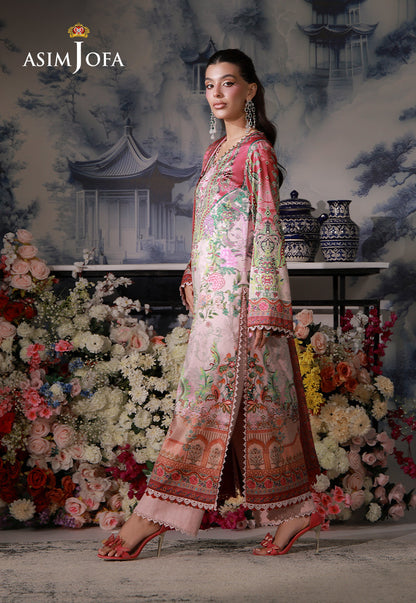 AJCS-04 Printed Charmeuse Silk Unstitched 3 Pcs