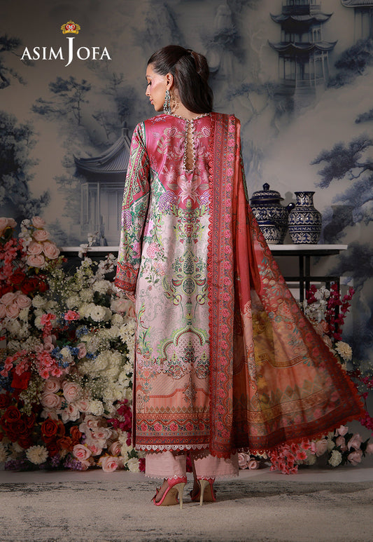 AJCS-04 Printed Charmeuse Silk Unstitched 3 Pcs