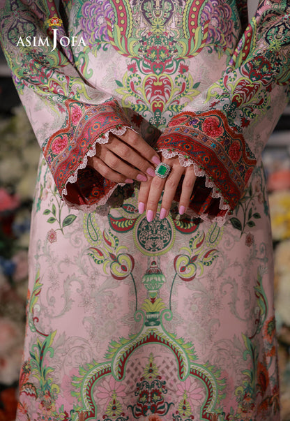 AJCS-04 Printed Charmeuse Silk Unstitched 3 Pcs