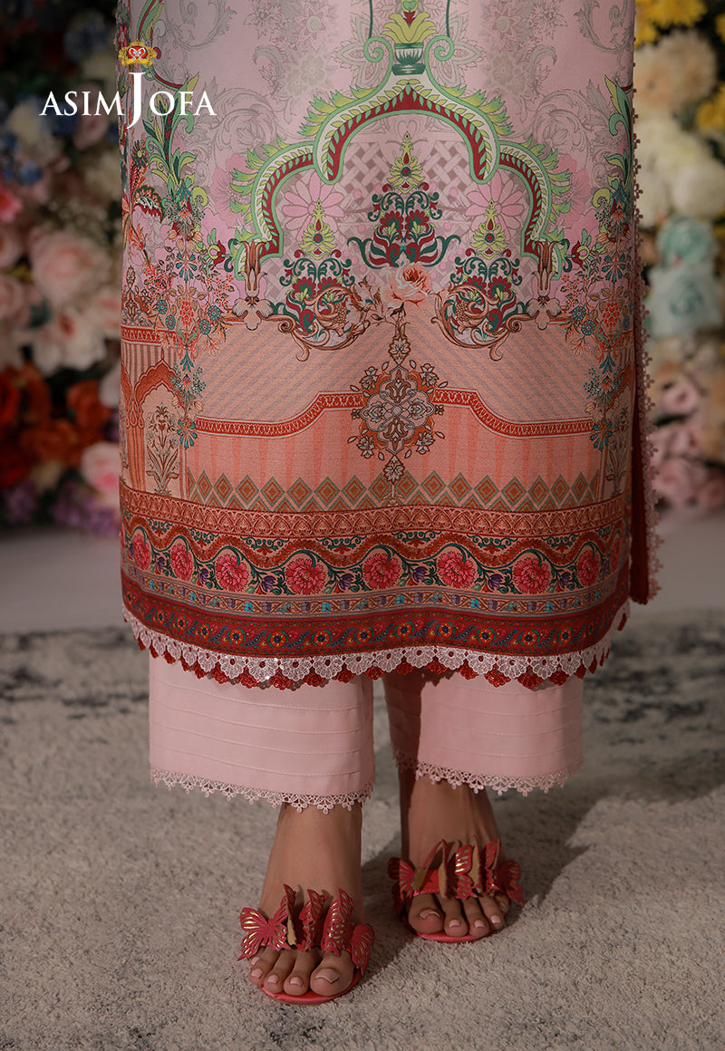 AJCS-04 Printed Charmeuse Silk Unstitched 3 Pcs