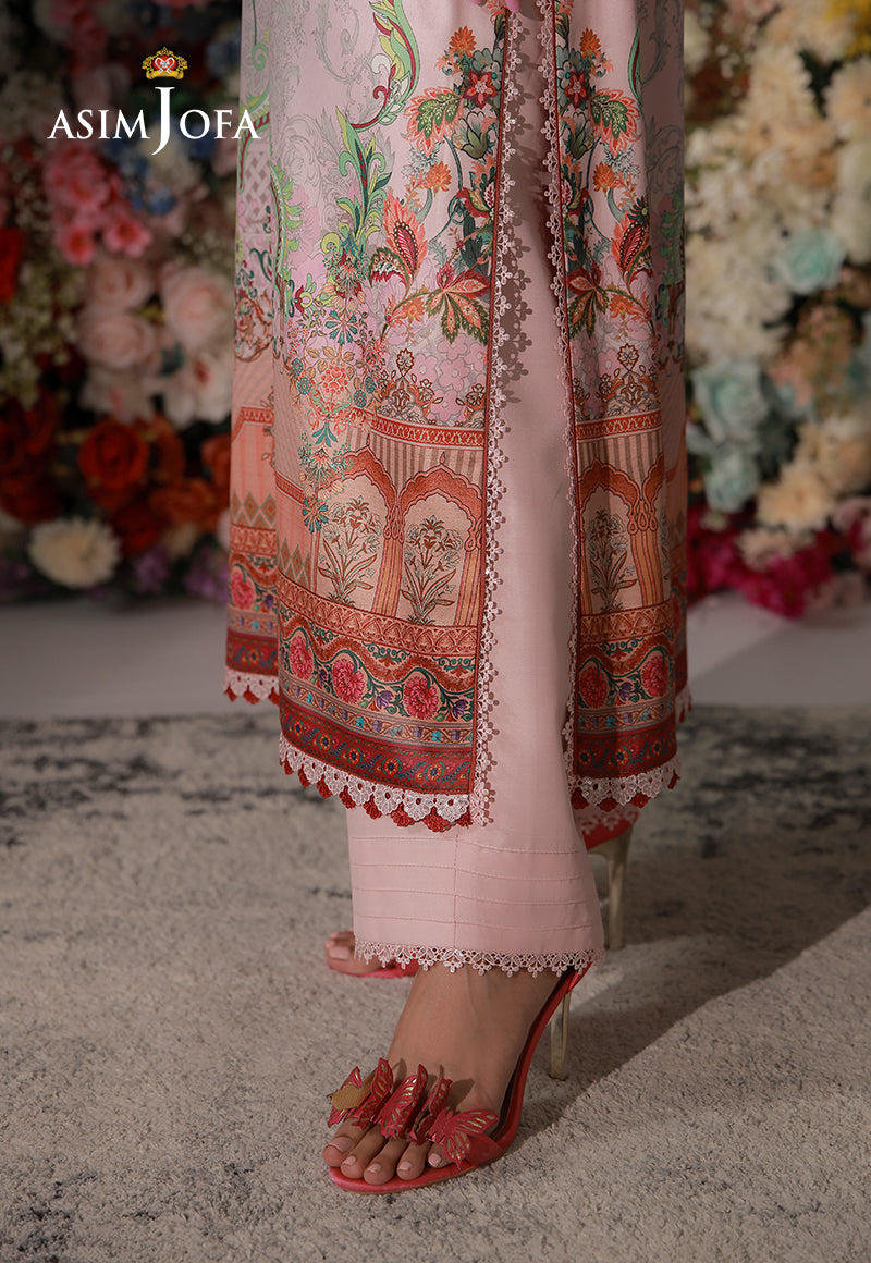 AJCS-04 Printed Charmeuse Silk Unstitched 3 Pcs