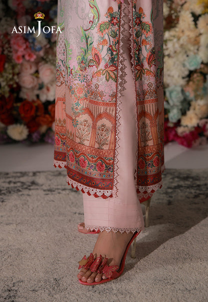 AJCS-04 Printed Charmeuse Silk Unstitched 3 Pcs