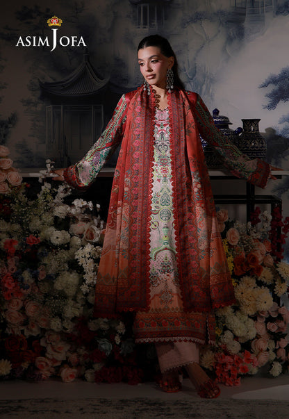 AJCS-04 Printed Charmeuse Silk Unstitched 3 Pcs