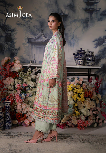 AJCS-07 Printed Charmeuse Silk Unstitched 3 Pcs