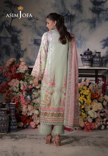 AJCS-07 Printed Charmeuse Silk Unstitched 3 Pcs