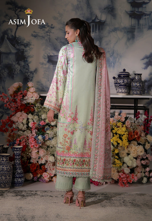 AJCS-07 Printed Charmeuse Silk Unstitched 3 Pcs