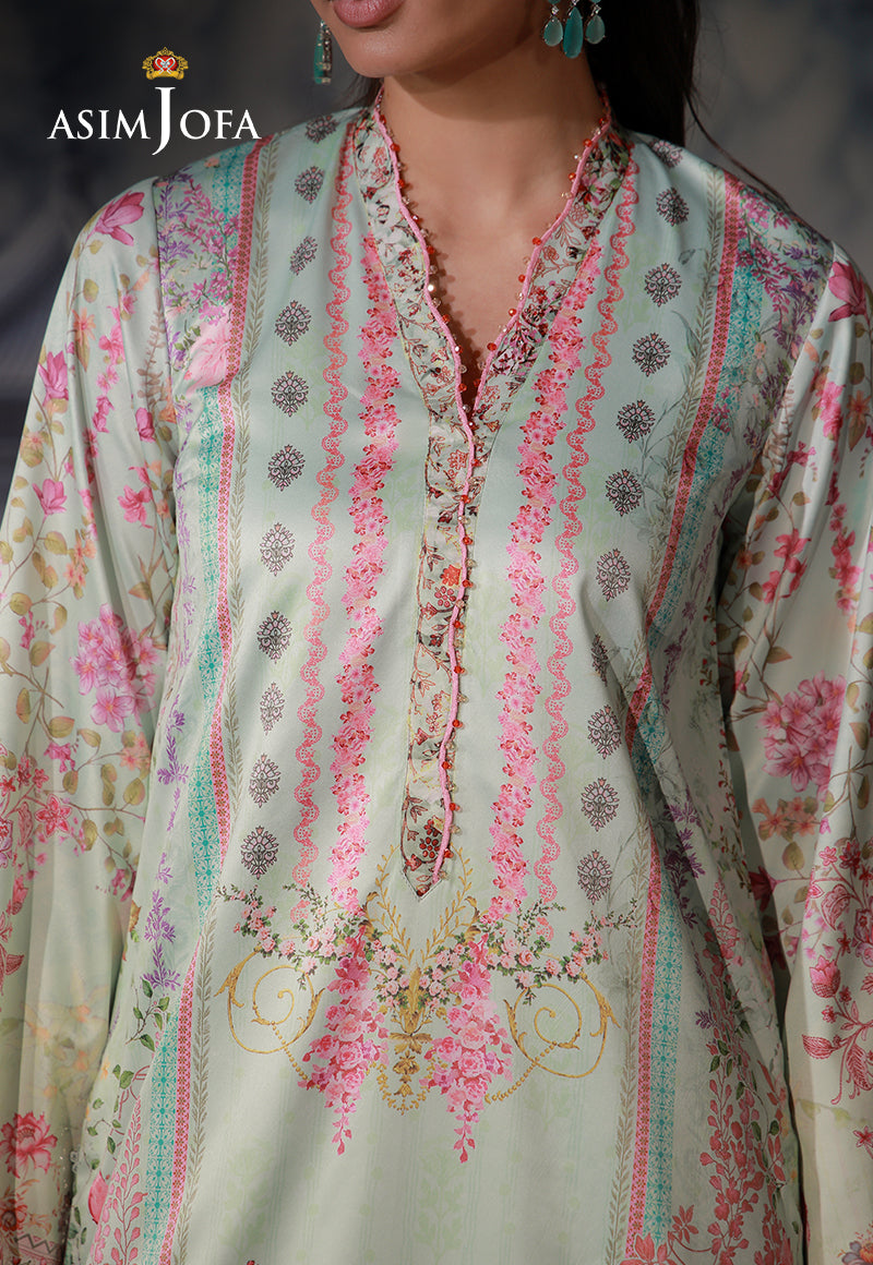 AJCS-07 Printed Charmeuse Silk Unstitched 3 Pcs