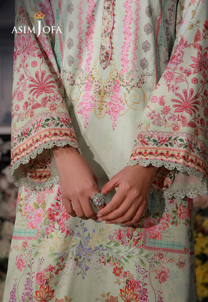AJCS-07 Printed Charmeuse Silk Unstitched 3 Pcs