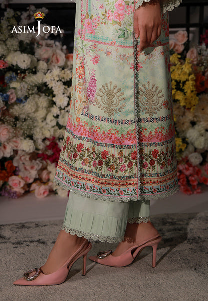 AJCS-07 Printed Charmeuse Silk Unstitched 3 Pcs