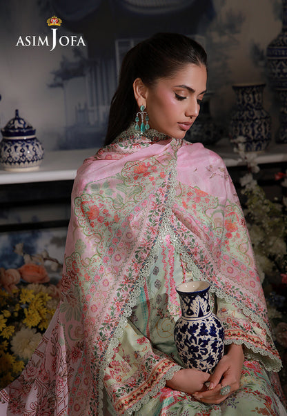 AJCS-07 Printed Charmeuse Silk Unstitched 3 Pcs