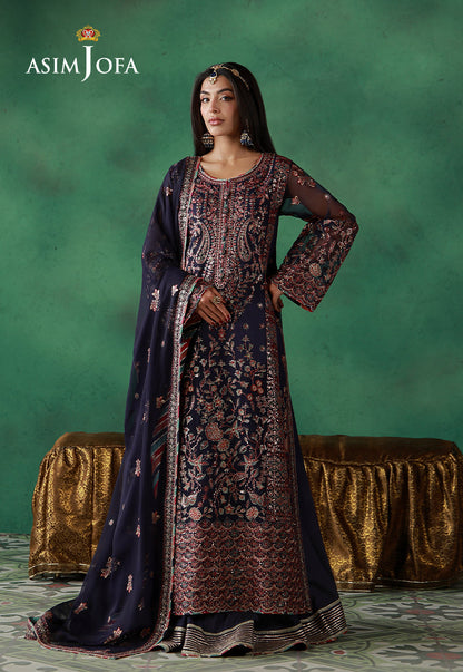 AJULN-13 Embroidered Javeria Net Unstitched 3 Pcs