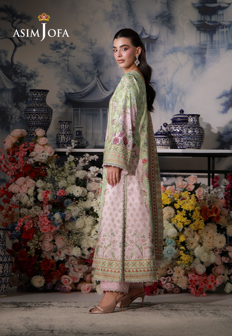 AJCS-01 Printed Charmeuse Silk Unstitched 3 Pcs