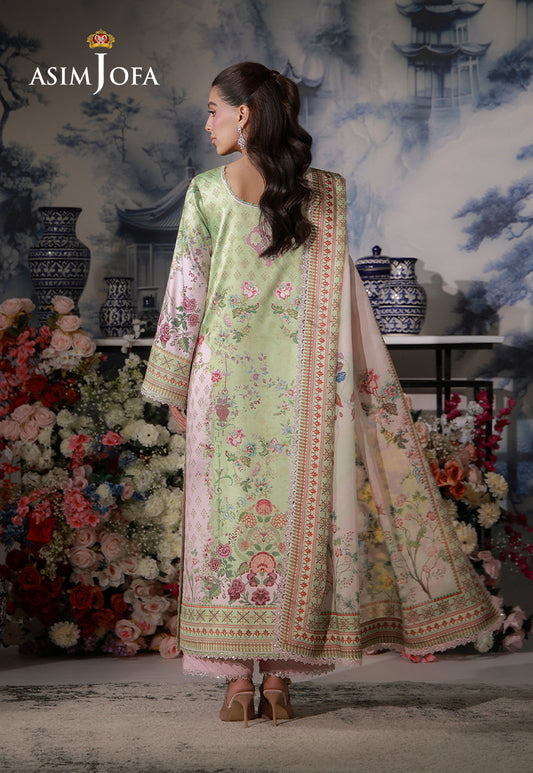 AJCS-01 Printed Charmeuse Silk Unstitched 3 Pcs