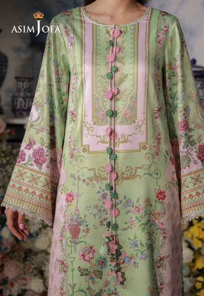 AJCS-01 Printed Charmeuse Silk Unstitched 3 Pcs