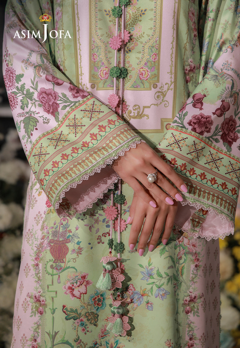 AJCS-01 Printed Charmeuse Silk Unstitched 3 Pcs