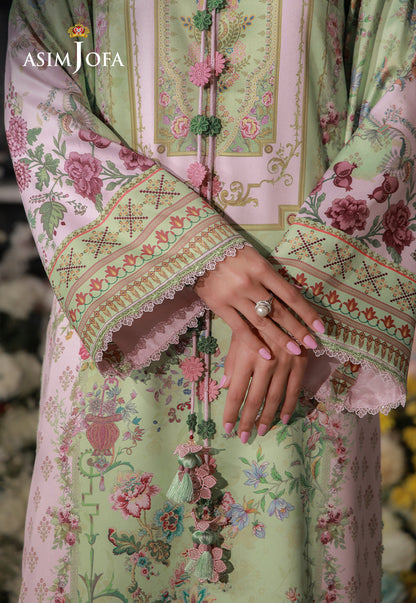 AJCS-01 Printed Charmeuse Silk Unstitched 3 Pcs