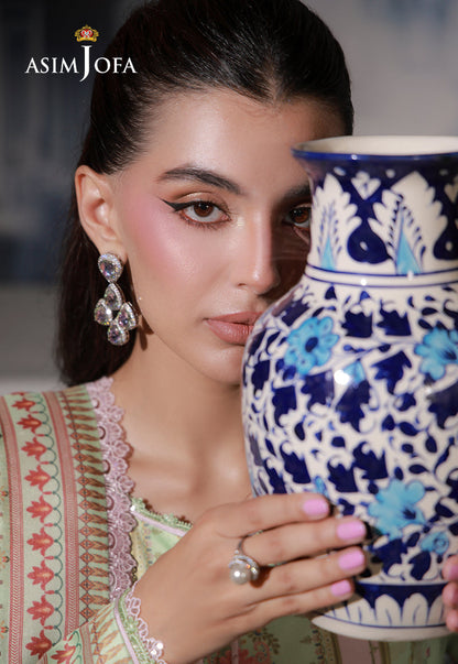 AJCS-01 Printed Charmeuse Silk Unstitched 3 Pcs