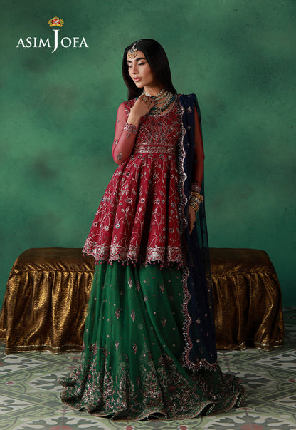 AJULN-08 Embroidered Net Unstitched 3 Pcs