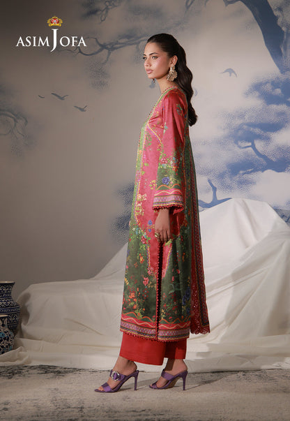 AJCS-08 Printed Charmeuse Silk Unstitched 3 Pcs