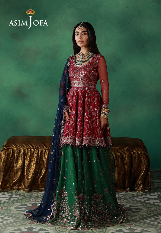AJULN-08 Embroidered Net Unstitched 3 Pcs