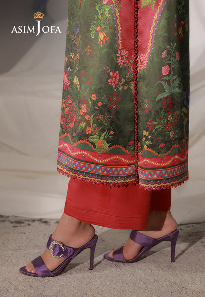 AJCS-08 Printed Charmeuse Silk Unstitched 3 Pcs